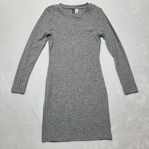 H&M Divided Womens Long Sleeve Gray Knit Dress Size 12 - Picture 2 of 10